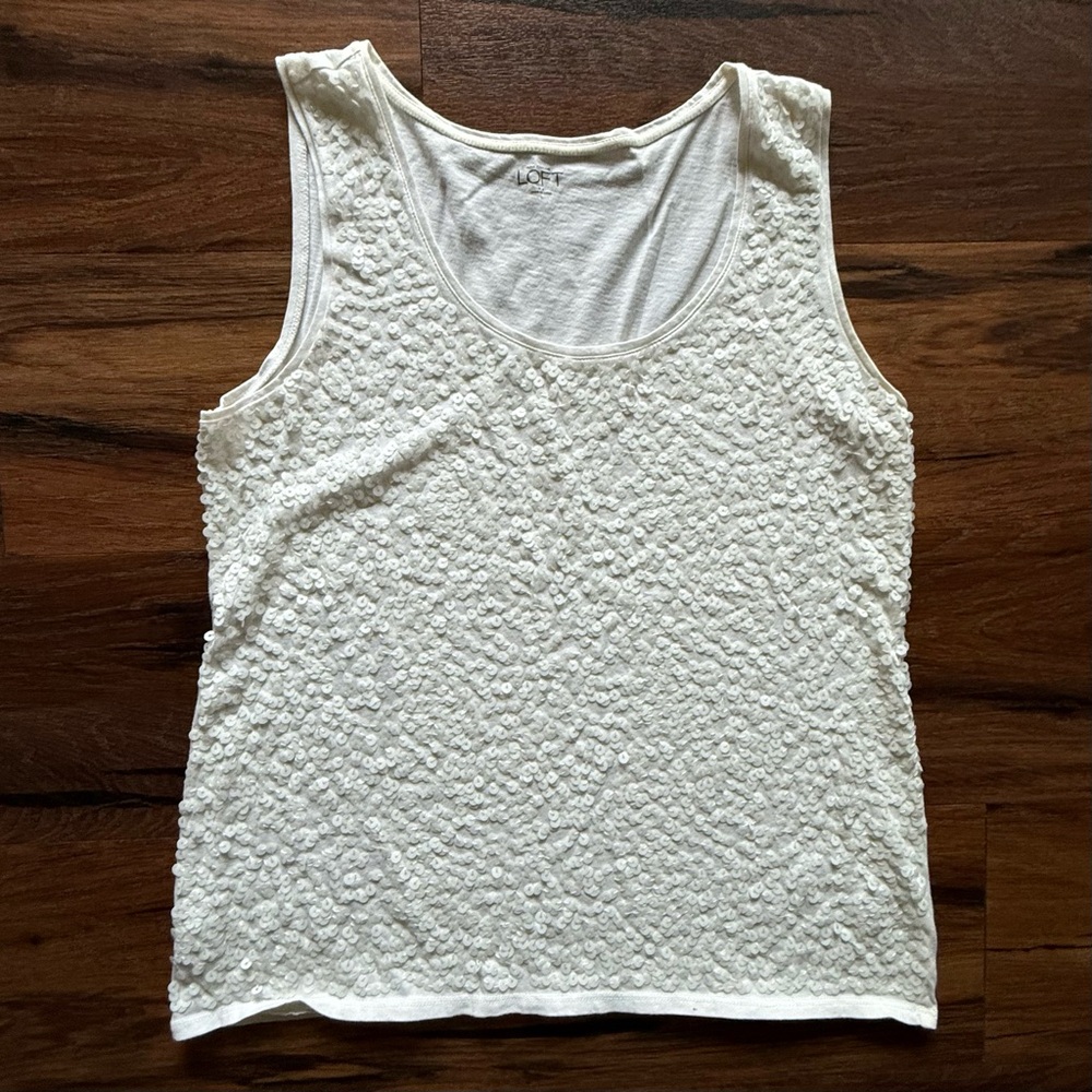 Loft - large off-white Sleeveless sequin top